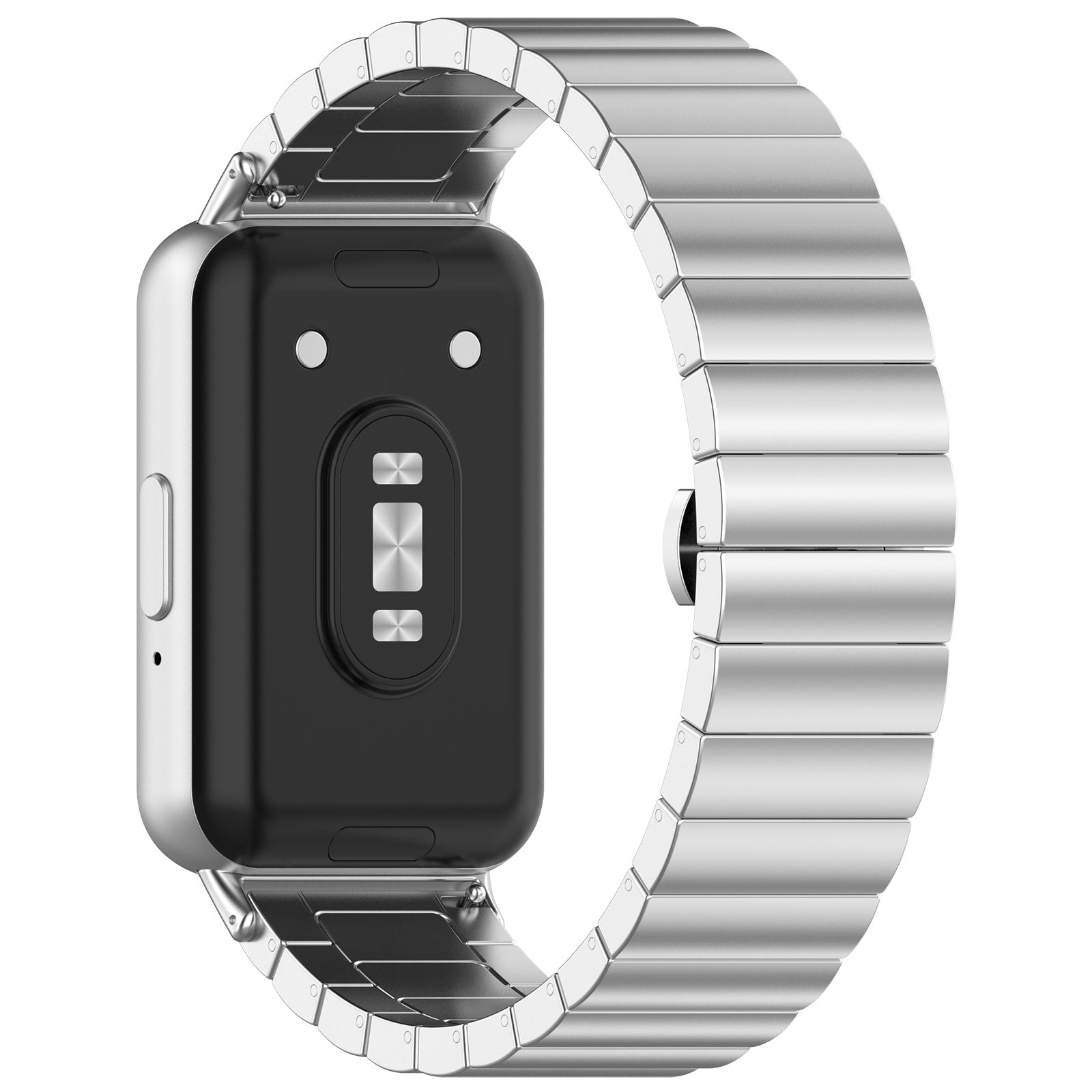 For Samsung Galaxy Fit3 SM-R390 Stainless Steel Strap Butterfly Buckle Replacement Band - Silver For Samsung Galaxy Fit3 SM-R390 Stainless Steel Strap Butterfly Buckle Replacement Band - Silver